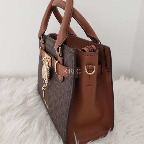Michael Kors Hamilton Small Logo Satchel Brown 35F1GHMS1B - Picture 3 of 17
